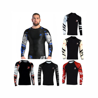 Roar MMA Rash Guard BJJ Long Sleeve Compression Fight Gear Shirt No Gi