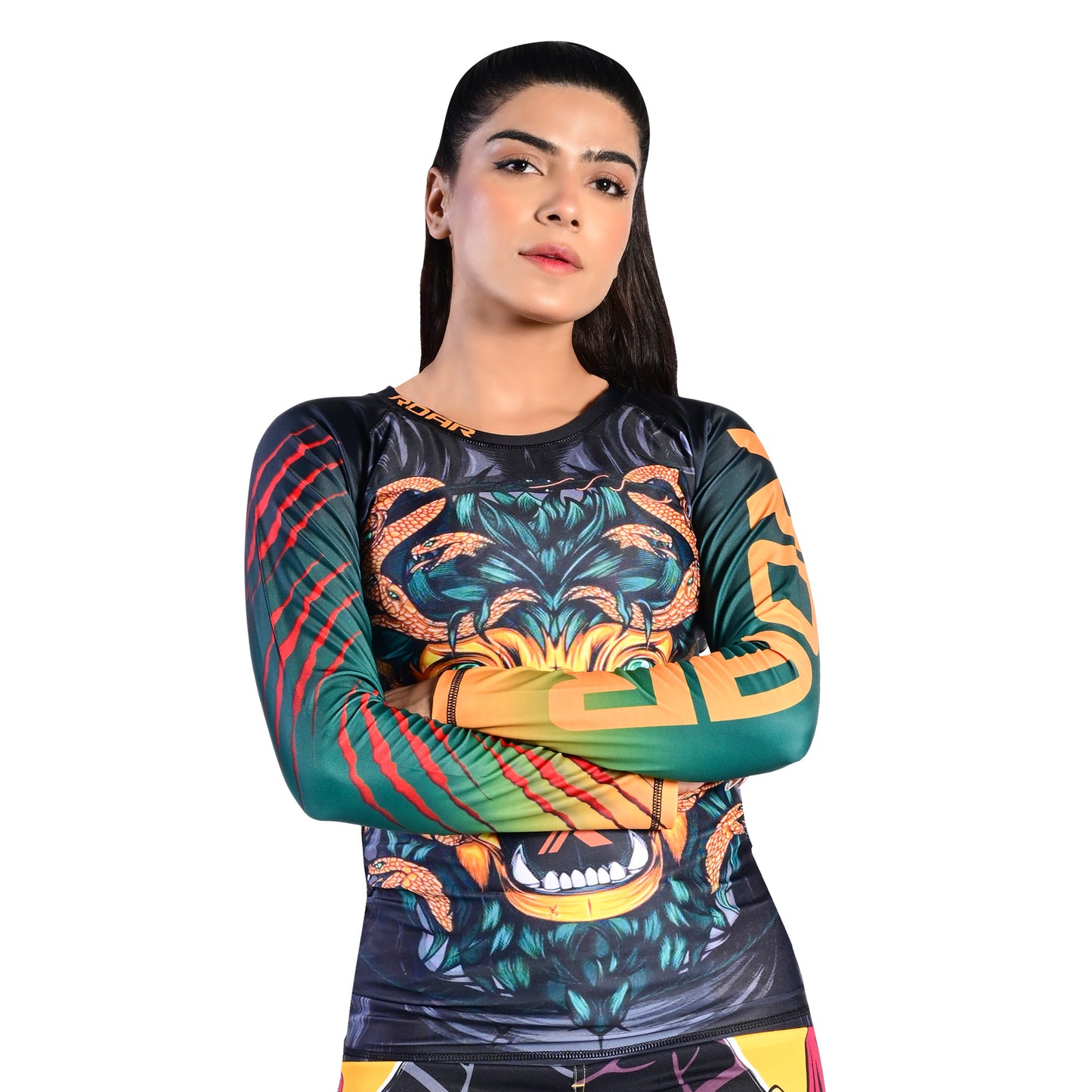 ROAR Ladies MMA Rash Guard Lion Snake