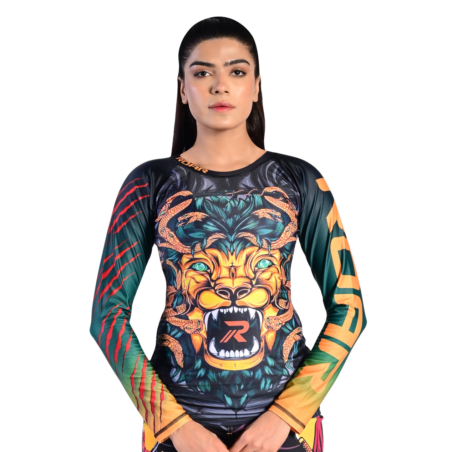 ROAR Ladies MMA Rash Guard Lion Snake