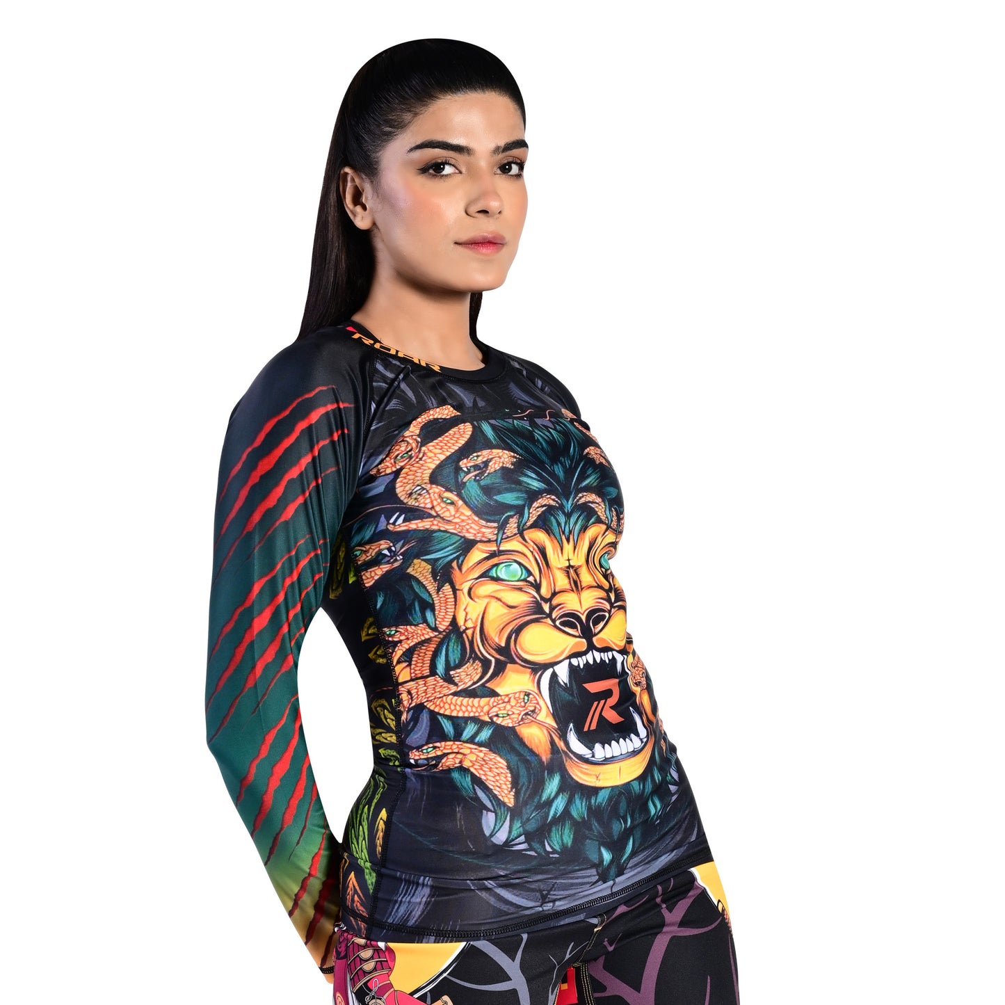 ROAR Ladies MMA Rash Guard Lion Snake