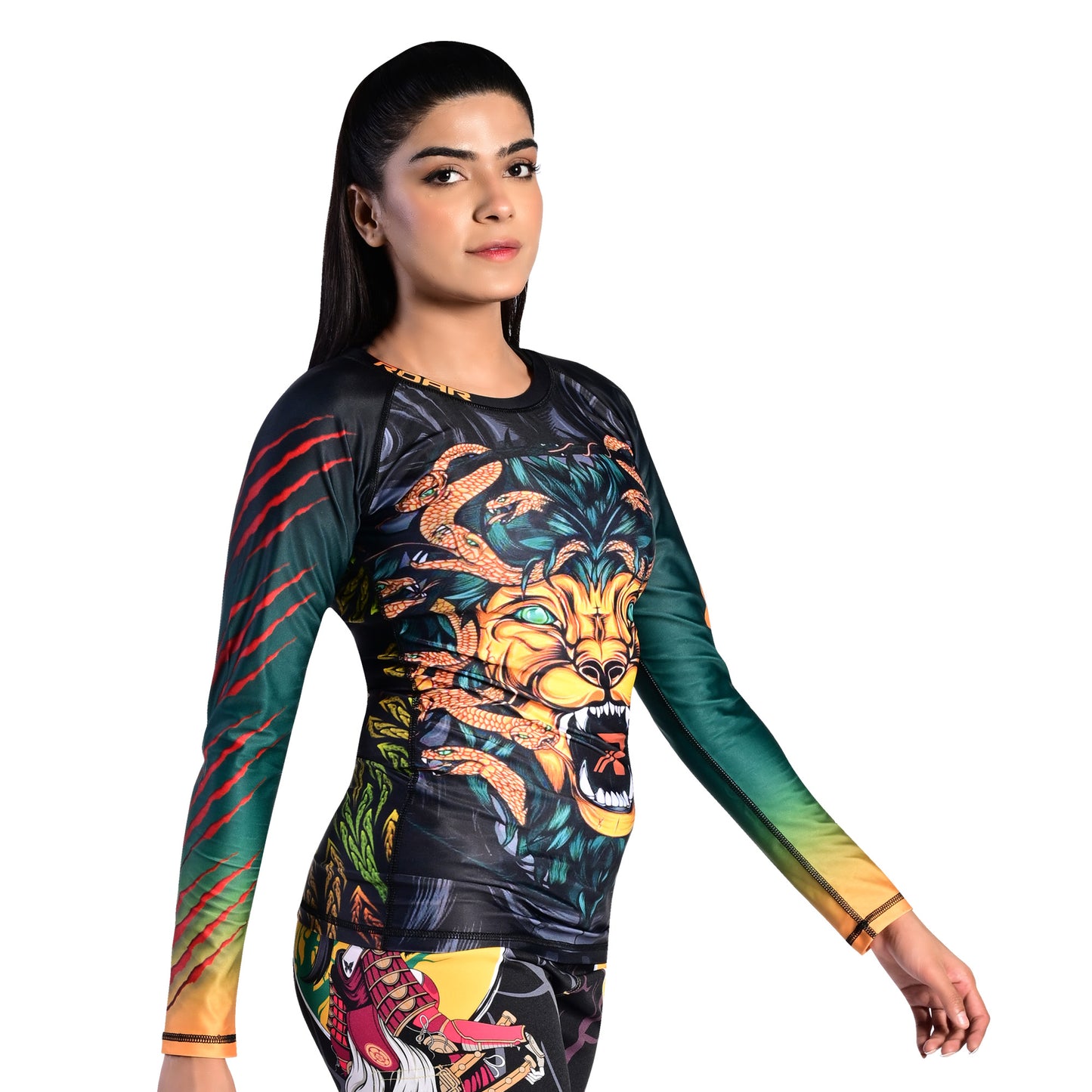 ROAR Ladies MMA Rash Guard Lion Snake