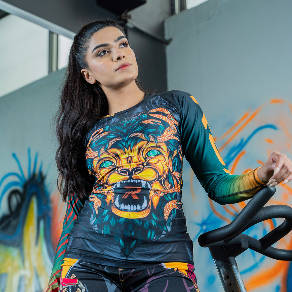 ROAR Ladies MMA Rash Guard Lion Snake