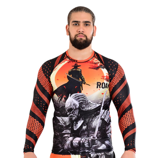 ROAR MMA Warrior Rash Guard Fight Training Gym Fitness Full Sleeve Workout BJJ Shirt