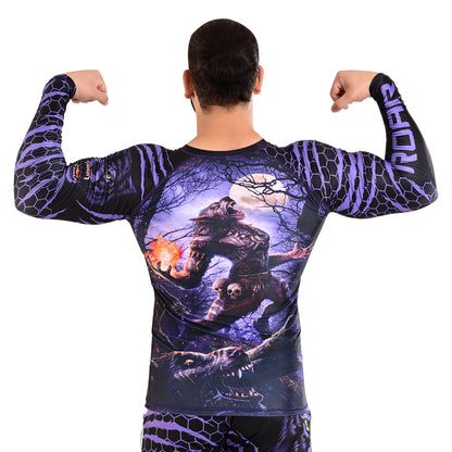 ROAR MMA Wolf Rash Guard Fight Training Gym Fitness Full Sleeve Workout BJJ Shirt