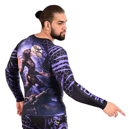 ROAR MMA Wolf Rash Guard Fight Training Gym Fitness Full Sleeve Workout BJJ Shirt