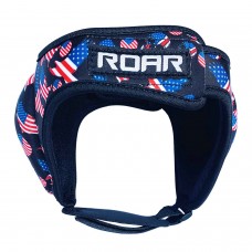 ROAR BJJ Wrestling Ear Guard MMA Grappling Headgear Multi-Sport Soft Shell Protective Headgear Sparring Helmet (American-Flag)