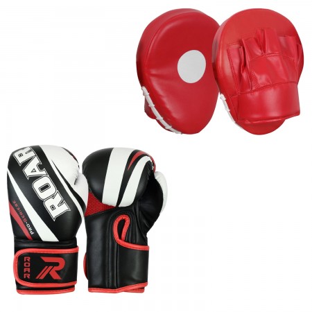 ROAR Curved Focus Pad & Boxing Gloves MMA Kickboxing Set
